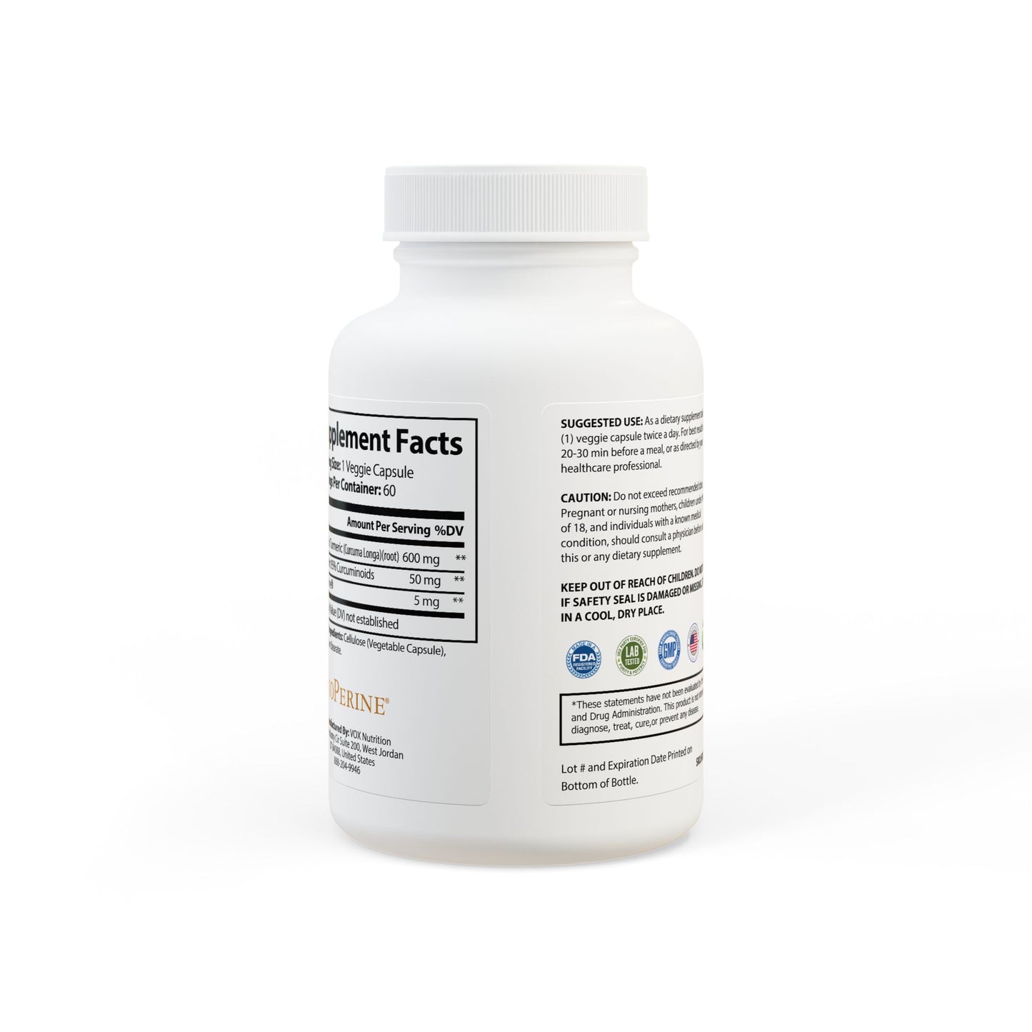 NITRØFUEL™ Turmeric with BioPerine® (Black Pepper Fruit Extract) Supplement (60 Capsules)