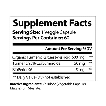 NITRØFUEL™ Turmeric with BioPerine® (Black Pepper Fruit Extract) Supplement (60 Capsules)